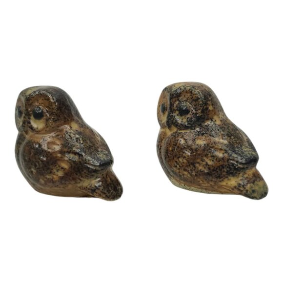 Napcoware Import Miniature Owls Vintage 60s Ceramic Speckled Stoneware Figurine - Picture 2 of 15